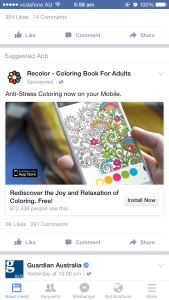 "Recolor - Coloring Book for Adults" sponsored advertisement
